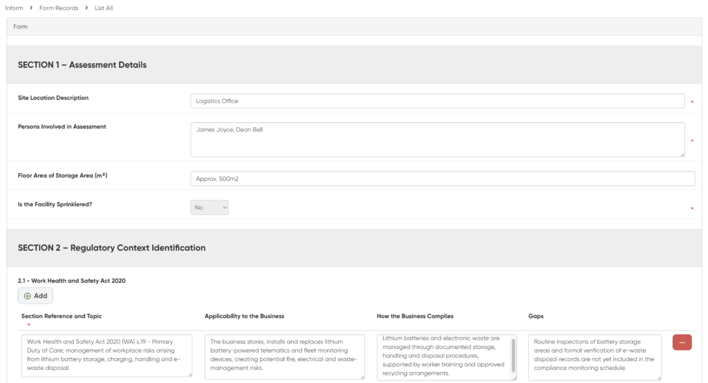 Ideagen EHS - Inform Form Input