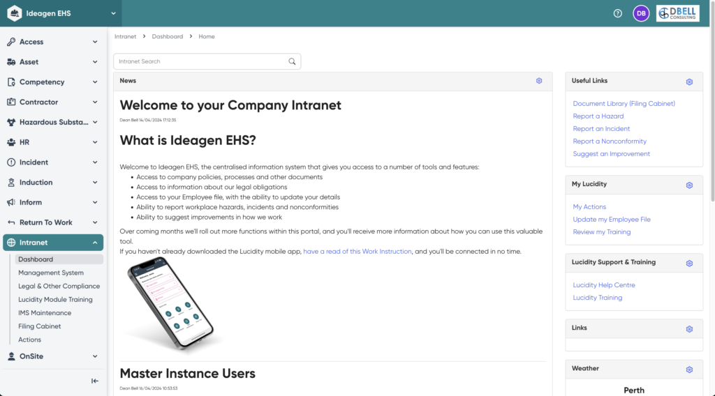 Ideagen EHS - Intranet