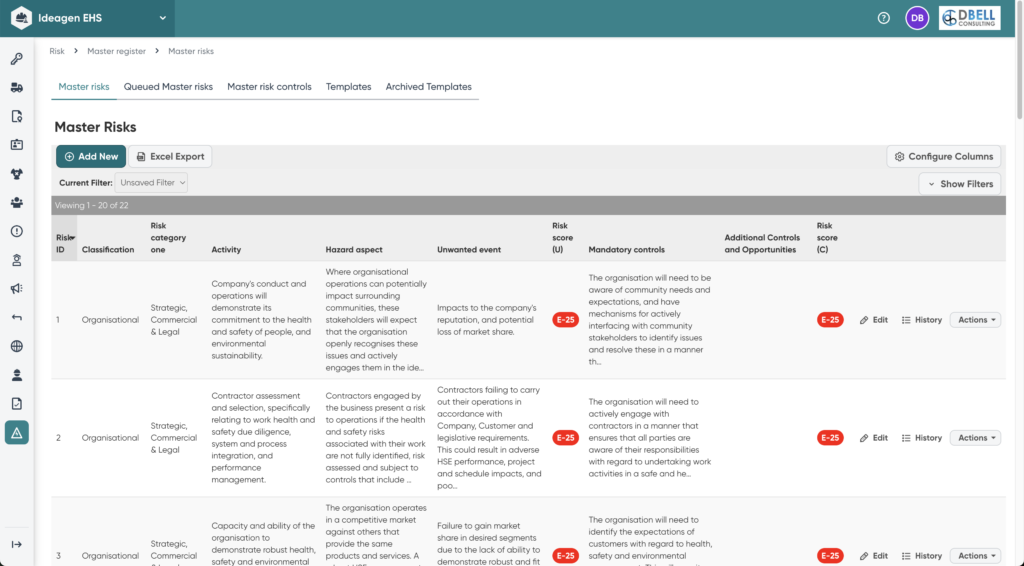 Ideagen EHS - Risk Register