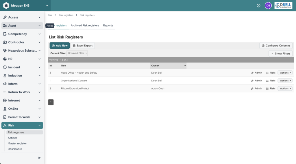 Ideagen EHS - Risk Register Catalogue